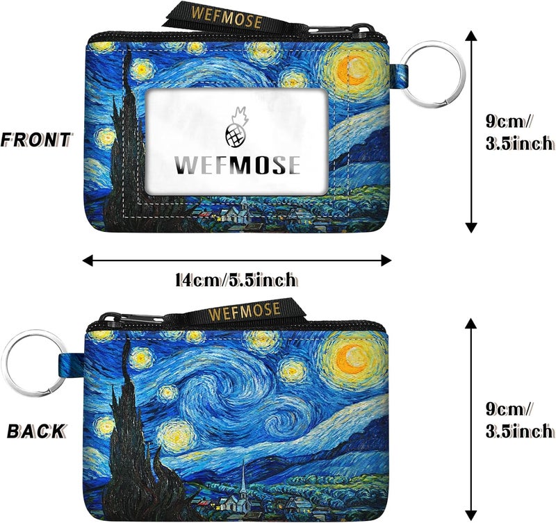 WEFMOSE Small Wallet Keychain with Clear ID Window Zipper Cute ID Case Coin Purse for Women Water Resistant Coin Pouch-Starry Night Keychain Wallet - Image 3
